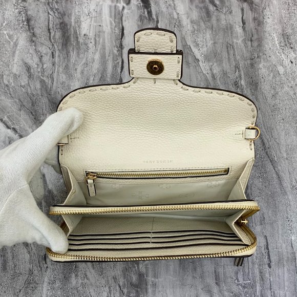 Tory Burch McGraw Floral Flap Wallet Fold Over Leather Crossbody Bag - Picture 5 of 11